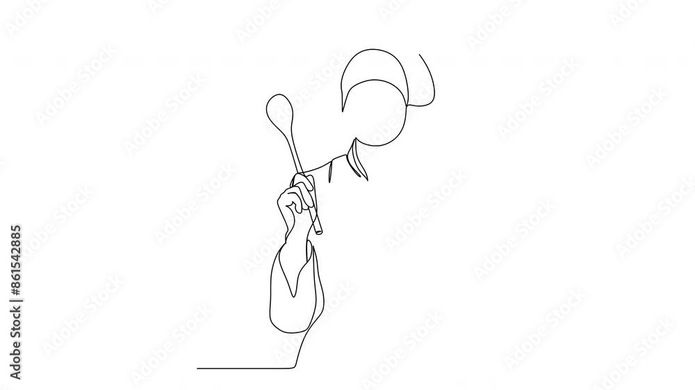 Line drawing of a chef. Vector illustration. Kitchen Line drawing of a chef. Vector illustration. Kitchen