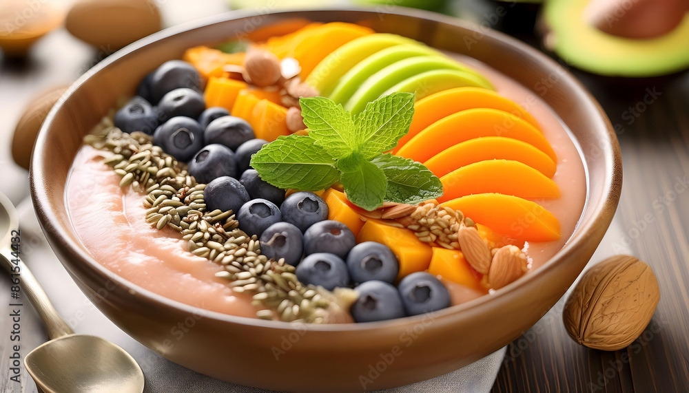 Close-Up of Colorful Healthy Smoothie Bowl Close-Up of Colorful Healthy Smoothie Bowl