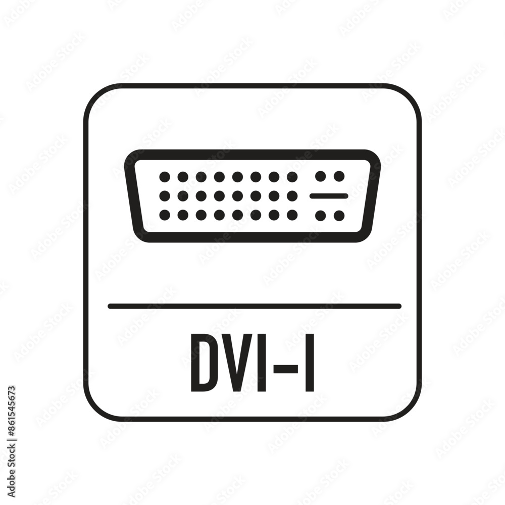 DVI-I icon, cable input, vector illustration. DVI-I icon, cable input, vector illustration.