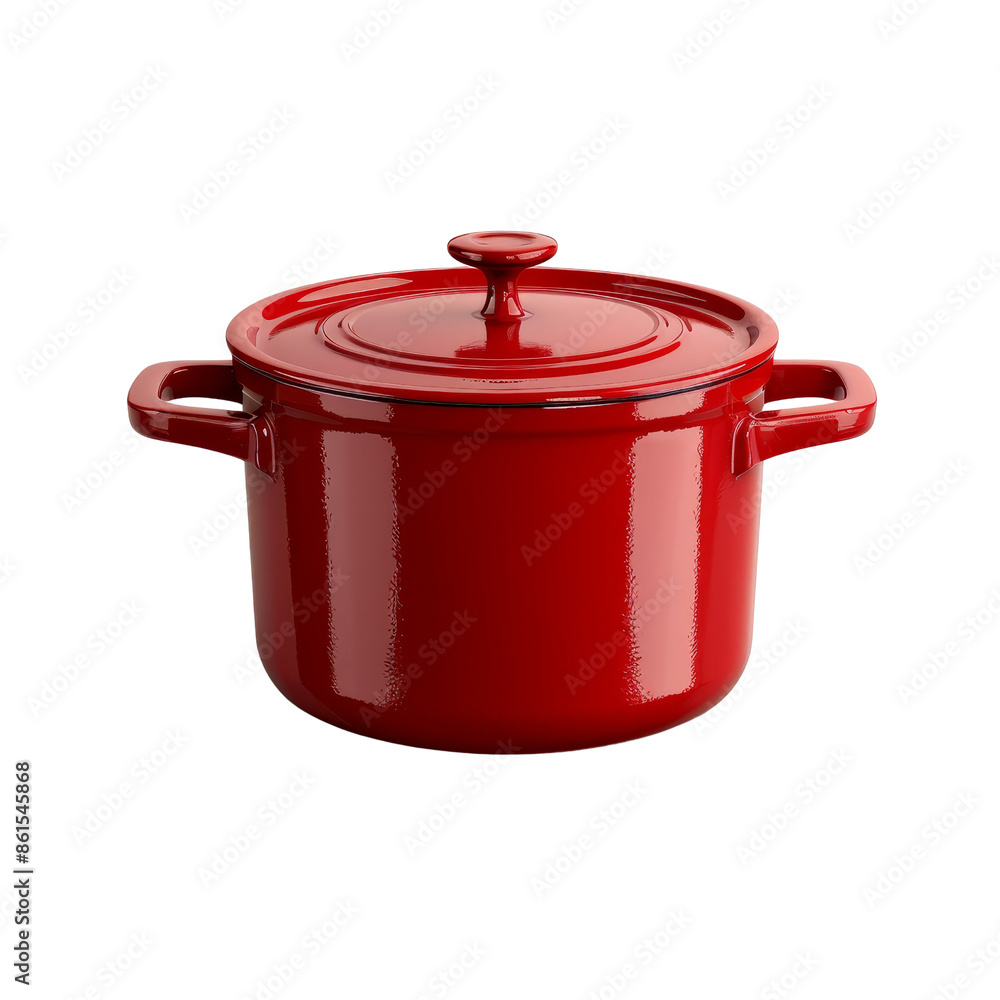 Red enameled cast iron Dutch oven on transparent background clipart for cooking Red enameled cast iron Dutch oven on transparent background clipart for cooking