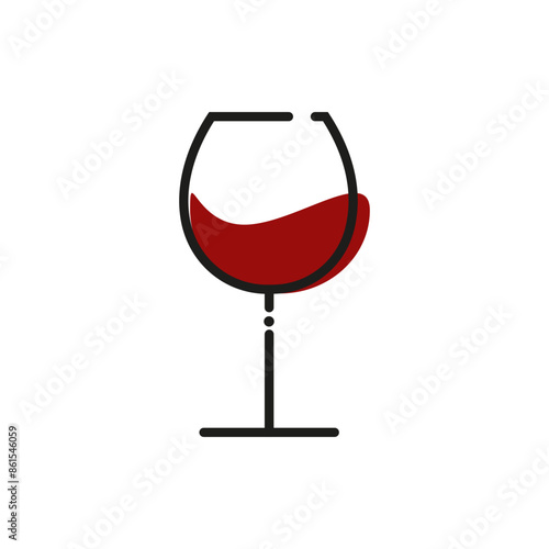 Glass of red wine, alcohol, liquor, bar, restaurant, cocktail, vector illustration, vector, wine, drink