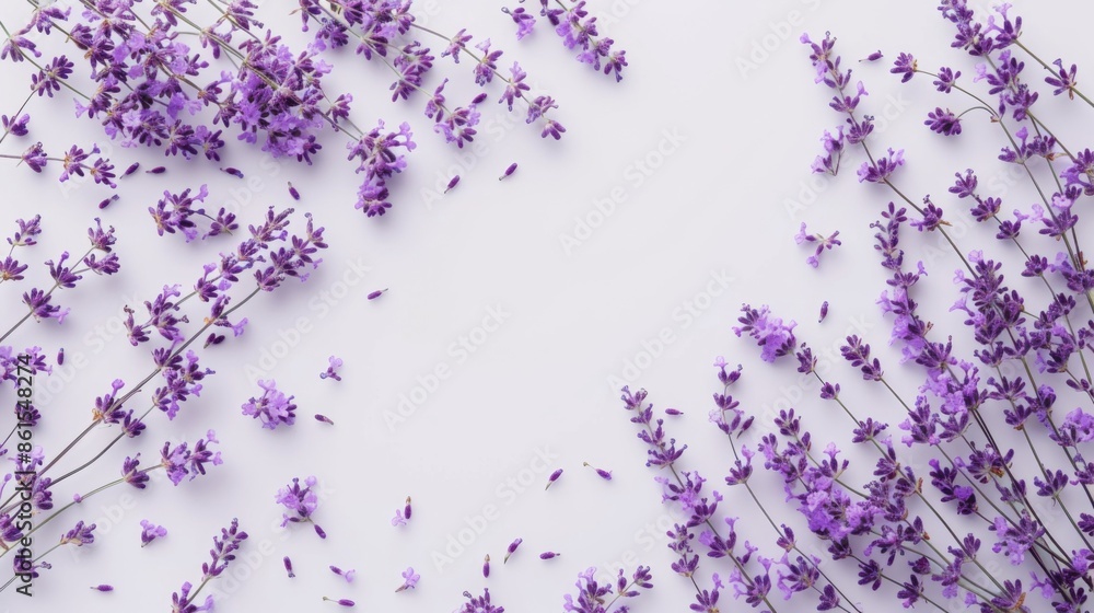 Lavender flowers on a white background Lavender flowers on a white background