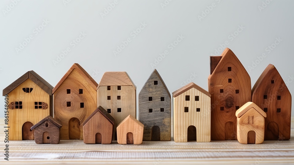 Handcrafted Wooden Houses Miniature Village Decor Handcrafted Wooden Houses Miniature Village Decor