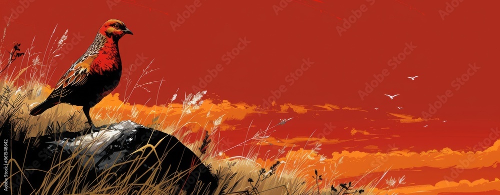 Fototapeta premium birds in the grass birds in the field