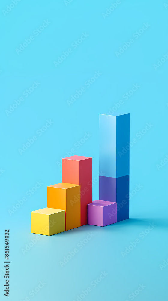 Colorful bar graph, concept of business growth Colorful bar graph, concept of business growth