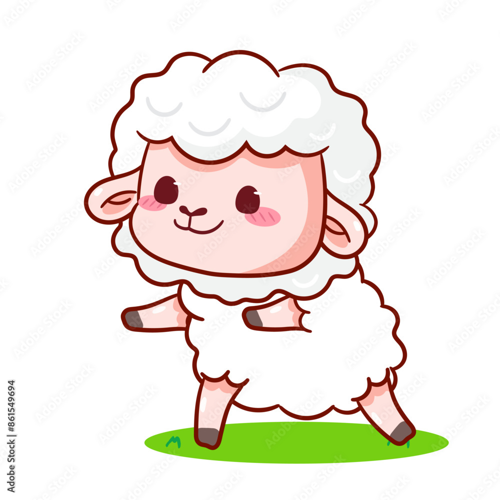 Cute Sheep Cartoon Character. Adorable and Kawaii Animal Vector Illustration. Isolated White Background. Icon Mascot Concept Design. Cute Sheep Cartoon Character. Adorable and Kawaii Animal Vector Illustration. Isolated White Background. Icon Mascot Concept Design.
