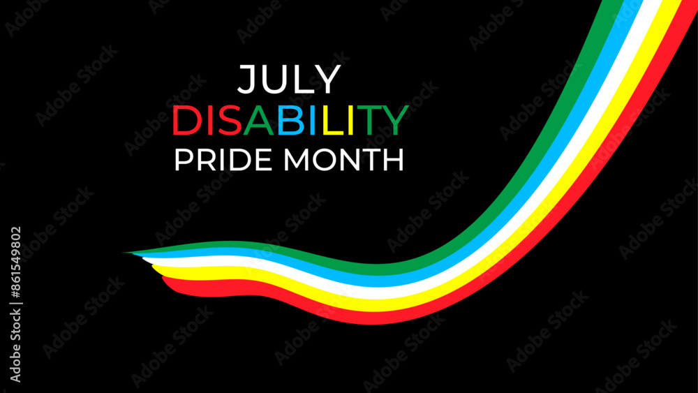 Disability Pride Month Vector Illustration. July Awareness. Celebrating Disability Community. banner, cover, poster, flyer, brochure, Social media post, website header promotion art Disability Pride Month Vector Illustration. July Awareness. Celebrating Disability Community. banner, cover, poster, flyer, brochure, Social media post, website header promotion art