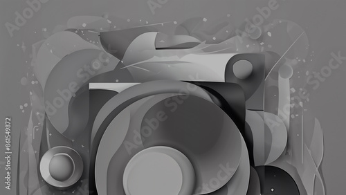 Dark Cartoon Abstract Background Art with Waves. Dark Cartoon features a vibrant and playful design, blending Black and Grey wave patterns. This lively Black artwork brings a dynamic and whimsical