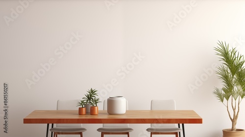 A Modern Minimalist Dining Table And Chairs.