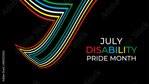 Disability Pride Month. July. contributions of people with disabilities. Awareness month. Vector banner, poster, flyer, cover, card, website, brochure, header. vector illustration