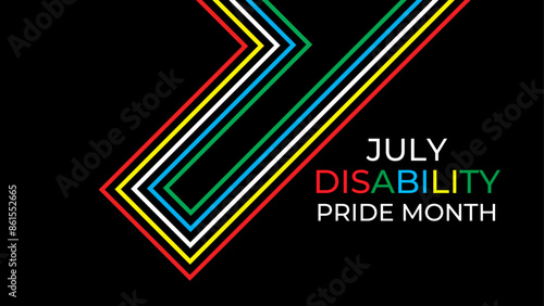 Disability Pride Month. July. contributions of people with disabilities. Awareness month. Vector banner, poster, flyer, cover, card, website, brochure, header. vector illustration