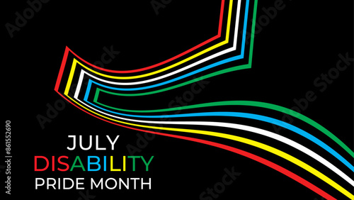 Disability Pride Month. July. contributions of people with disabilities. Awareness month. Vector banner, poster, flyer, cover, card, website, brochure, header. vector illustration
