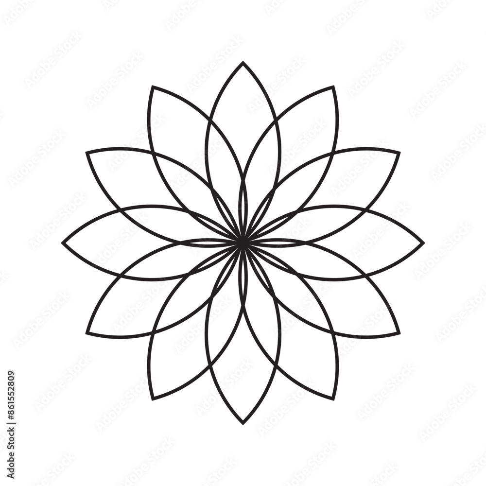 Fototapeta premium Flower shape line flat icon.