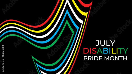 Disability Pride Month. July. contributions of people with disabilities. Awareness month. Vector banner, poster, flyer, cover, card, website, brochure, header. vector illustration