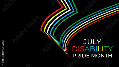 Disability Pride Month. July. contributions of people with disabilities. Awareness month. Vector banner, poster, flyer, cover, card, website, brochure, header. vector illustration