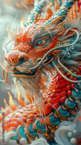 Chinese Loong red and gold dragon