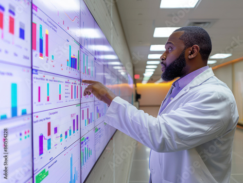 Researcher Presenting Clinical Trial Data to Review Board Detailed Findings and Outcomes of Clinical Trial for Medical Advancements Reviewed by Expert Board Members photo