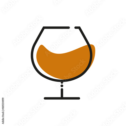 Glass of cognac, alcohol, liquor, bar, restaurant, cocktail, vector illustration, vector, sea, beach, drink