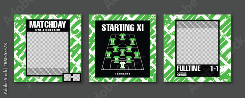 Sport Social Media Post Template , Football Match Day , Starting 11 , Starting Eleven , Full time