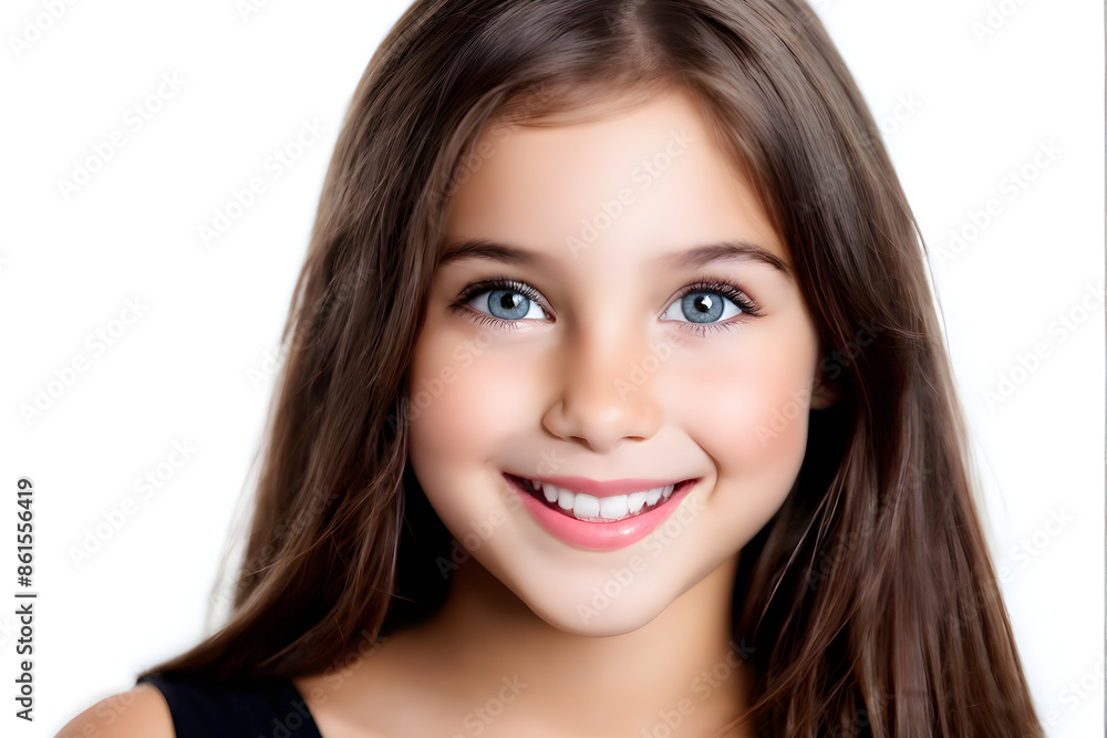 Portrait of young beautiful cute cheerful girl smiling looking at camera over white background. Portrait of young beautiful cute cheerful girl smiling looking at camera over white background.