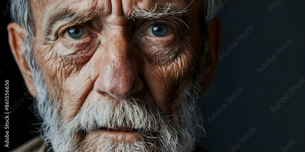 Portrait of a Senior Man with Wrinkles and Gray Beard Expressing Sadness. Concept Portrait Photography, Senior Man, Wrinkles, Gray Beard, Sadness Portrait of a Senior Man with Wrinkles and Gray Beard Expressing Sadness. Concept Portrait Photography, Senior Man, Wrinkles, Gray Beard, Sadness
