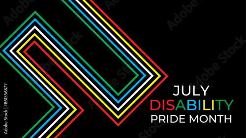 Disability Pride Month is observed in July to celebrate the contributions of people with disabilities. promote awareness, acceptance. banner, cover, card, poster. vector illustration