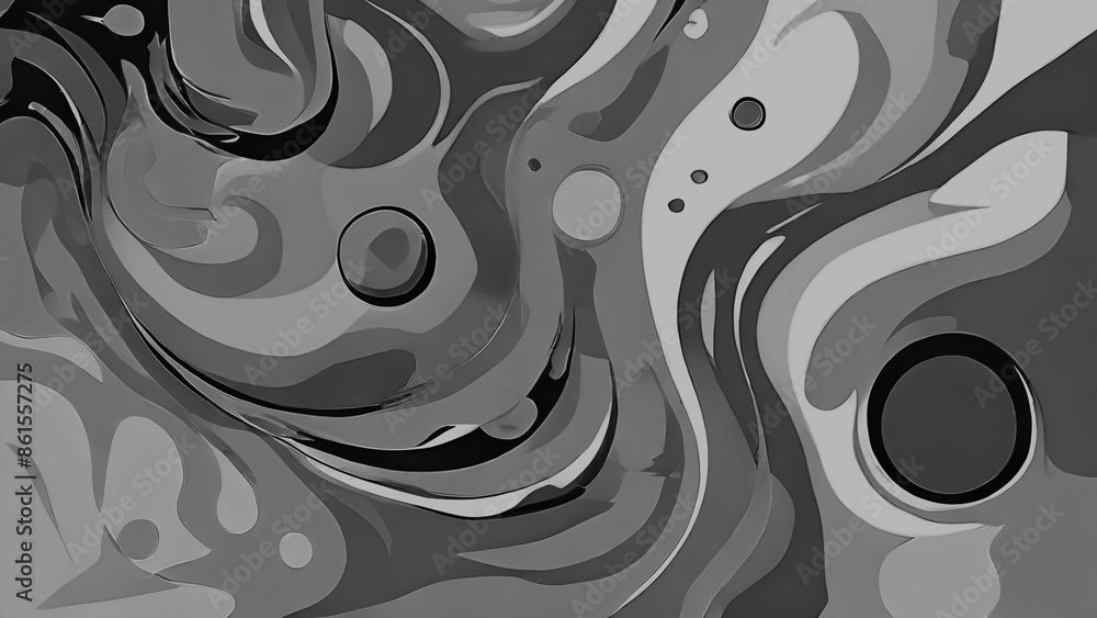 Fototapeta premium Gray Color Cartoon Abstract Background Art with Waves. Dark Cartoon features a vibrant and playful design Back, blending Black and Grey wave patterns. Black artwork brings a dynamic and whimsical