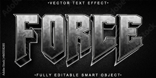 Silver Force Vector Fully Editable Smart Object Text Effect