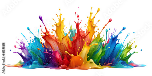 Wallpaper Mural A vibrant and energetic display of colorful paint splashes against a stark white background Torontodigital.ca