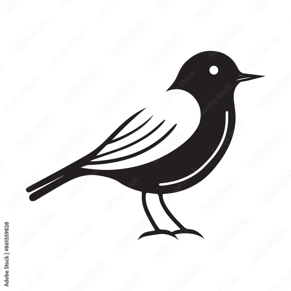 Obraz premium Minimal birds black icon, illustration, vector on white background