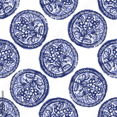 Indigo blue to dye effect abstract vector seamless pattern background. Modern masculine bold graphic bandana design for block print hand craft trend. 