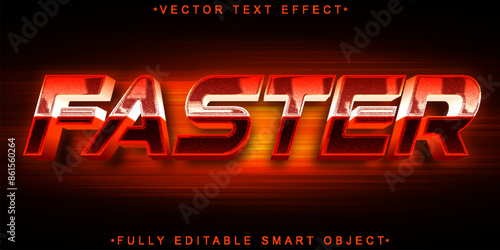 Red Faster Vector Fully Editable Smart Object Text Effect