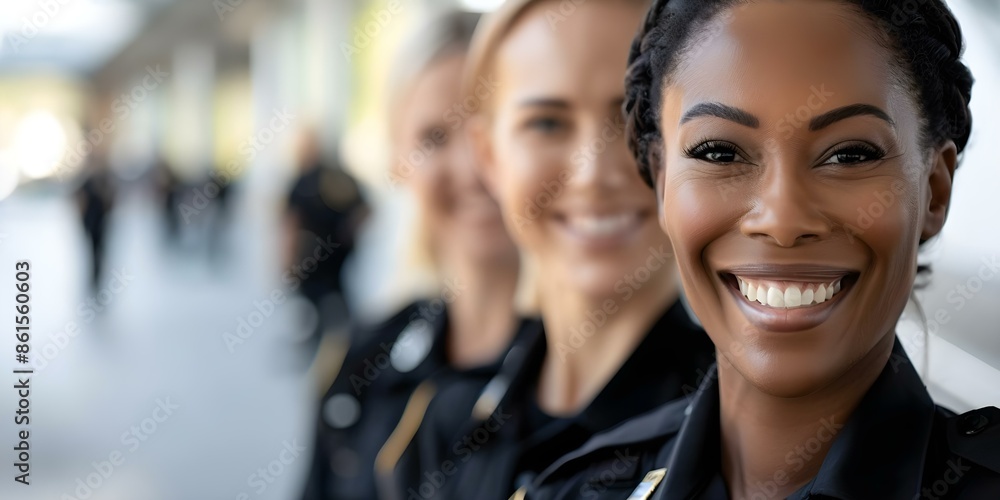 Multiracial female police officers confidently greet in diverse inclusive workplace setting. Concept Diversity, Inclusion, Multiracial, Female Officers, Workplace Multiracial female police officers confidently greet in diverse inclusive workplace setting. Concept Diversity, Inclusion, Multiracial, Female Officers, Workplace