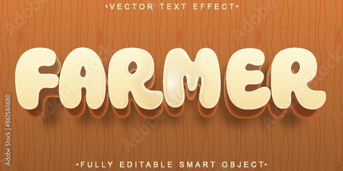 Cartoon Farmer Vector Fully Editable Smart Object Text Effect