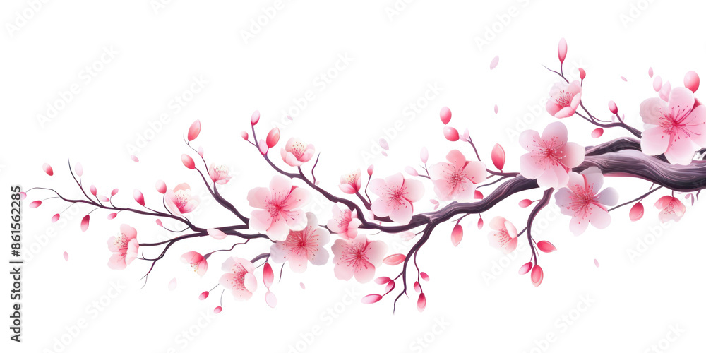 PNG Branch of cherry blossom flower plant white background. PNG Branch of cherry blossom flower plant white background.