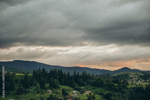 Mountain summer landscapes of Eastern Europe. Landscapes of Western Ukraine, Carpathian landscapes of Ukraine.