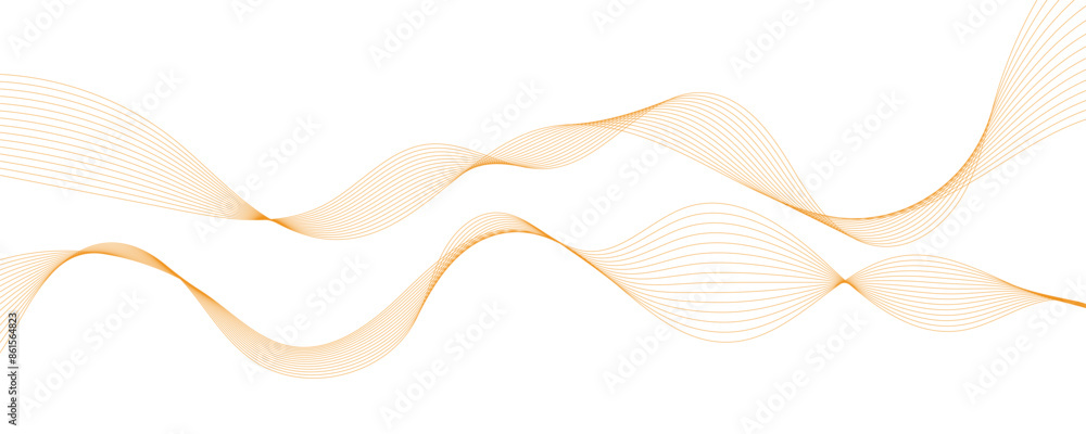 Vector abstract background with dynamic orange waves, lines and particles.	
