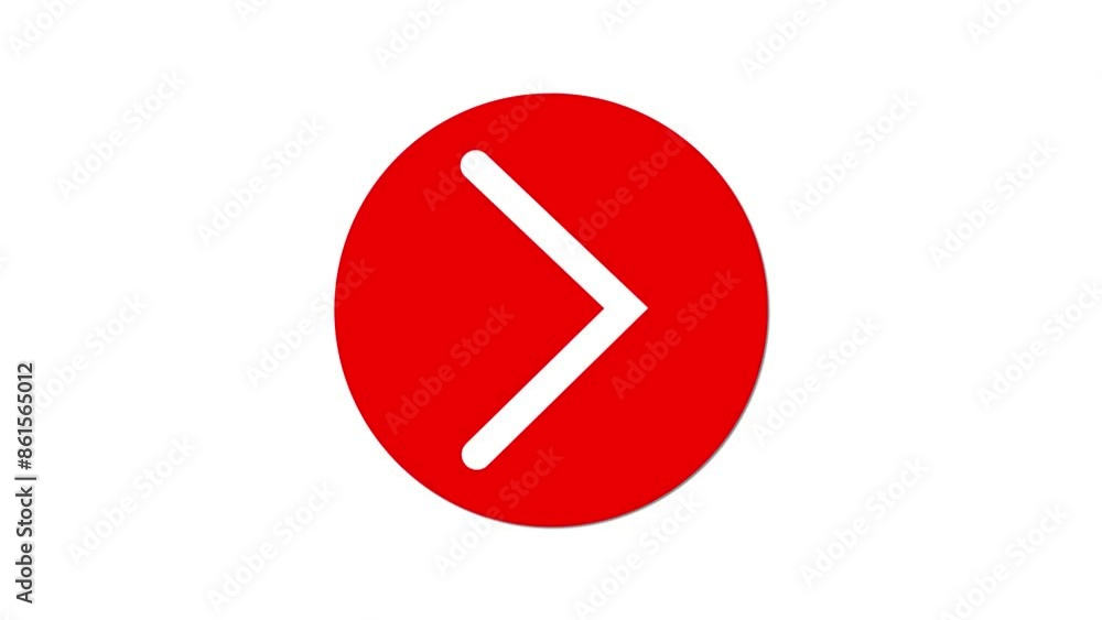 Arrow direction sign animation in red circle on a white background. Arrow direction sign animation in red circle on a white background.