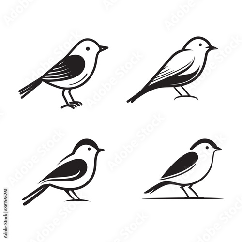 Wallpaper Mural Minimal birds black icon, illustration, vector on white background Torontodigital.ca