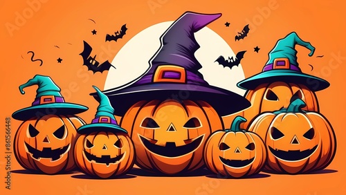 halloween orange background with pumpkin