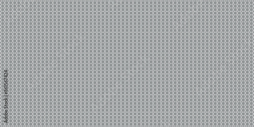 Dark gray abstract wide horizontal banner with hexagon carbon fiber grid and orange glowing lines. Orange neon lines vector background, eps10.