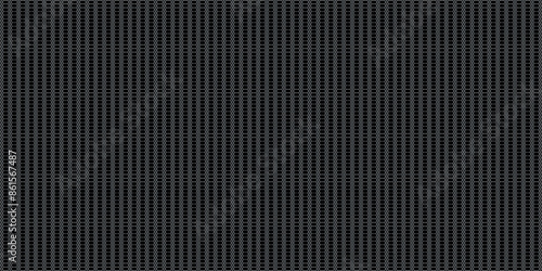 Dark gray abstract wide horizontal banner with hexagon carbon fiber grid and orange glowing lines. Orange neon lines vector background, eps10.