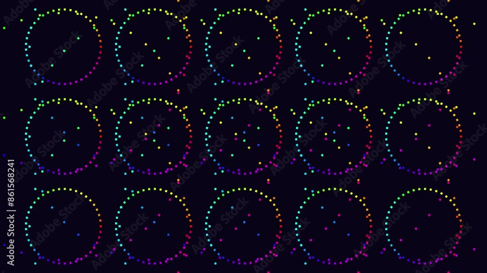 A striking image showcasing a circular pattern of differently sized circles on a black background, each adorned with varying numbers of dots A striking image showcasing a circular pattern of differently sized circles on a black background, each adorned with varying numbers of dots