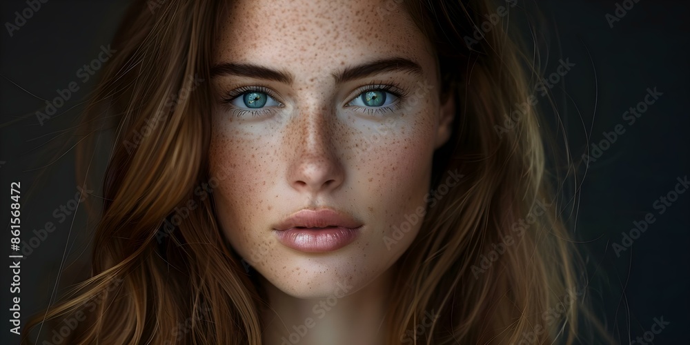 Captivating Portrait of a Female Model with Brown Hair and Flawless Complexion. Concept Fashion Photoshoot, Natural Beauty, Portrait Photography Captivating Portrait of a Female Model with Brown Hair and Flawless Complexion. Concept Fashion Photoshoot, Natural Beauty, Portrait Photography