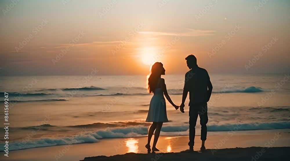 Honeymoon Bliss: Couple's Silhouette at Sunrise Honeymoon Bliss: Couple's Silhouette at Sunrise