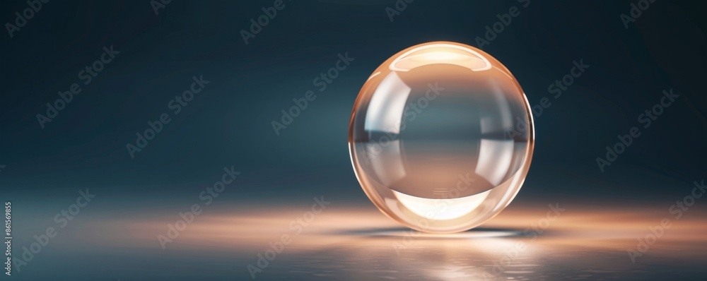 A glowing orb rests on a reflective surface. A glowing orb rests on a reflective surface.