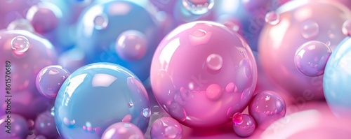 Colorful 3D spheres wallpaper in pastel hues of pink, blue, and purple creating a dreamy and abstract background