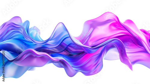 3d abstract blue purple wave fluid isolated on transparent background