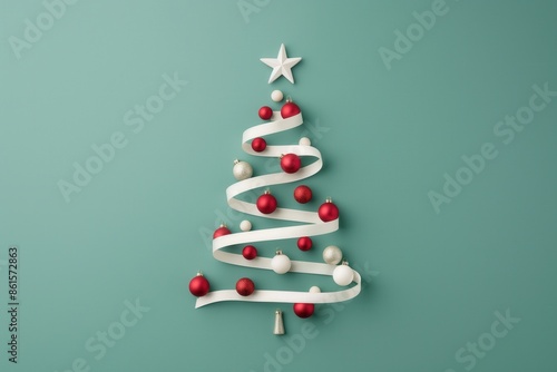 Minimalist Christmas Tree with Red Ornaments
