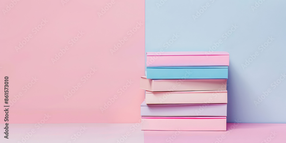 Several paper folders stacked on top of each other on a simple colored background with copy space Several paper folders stacked on top of each other on a simple colored background with copy space